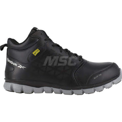 Work Boot: Leather, Alloy Toe Black, Medium Width, Non-Slip Sole