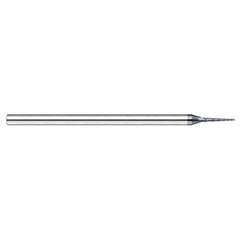 Miniature End Mills - Tapered Rib Cutters - 0.0150″ (1/64″) Cutter Diameter 0.1500″ Length of Cut 15 per side Carbide Tapered Ball End Mill, 3 Flutes, AlTiN Nano Coated - Exact Industrial Supply