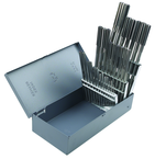 25 Piece-Range 1-13mm x 0.50mm-HSS-Bright Straight Shank/Straight Flute-Metal Index Chucking Reamers - Benchmark Tooling