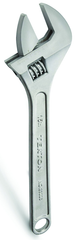 1-3/4'' Opening - 15'' OAL - Chrome Plated Adjustable Wrench - Benchmark Tooling