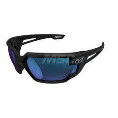 Safety Glass: Anti-Fog & Scratch-Resistant, Polycarbonate, Blue Mirror Lenses, Full-Framed Black Frame, Wraparound, Adjustable