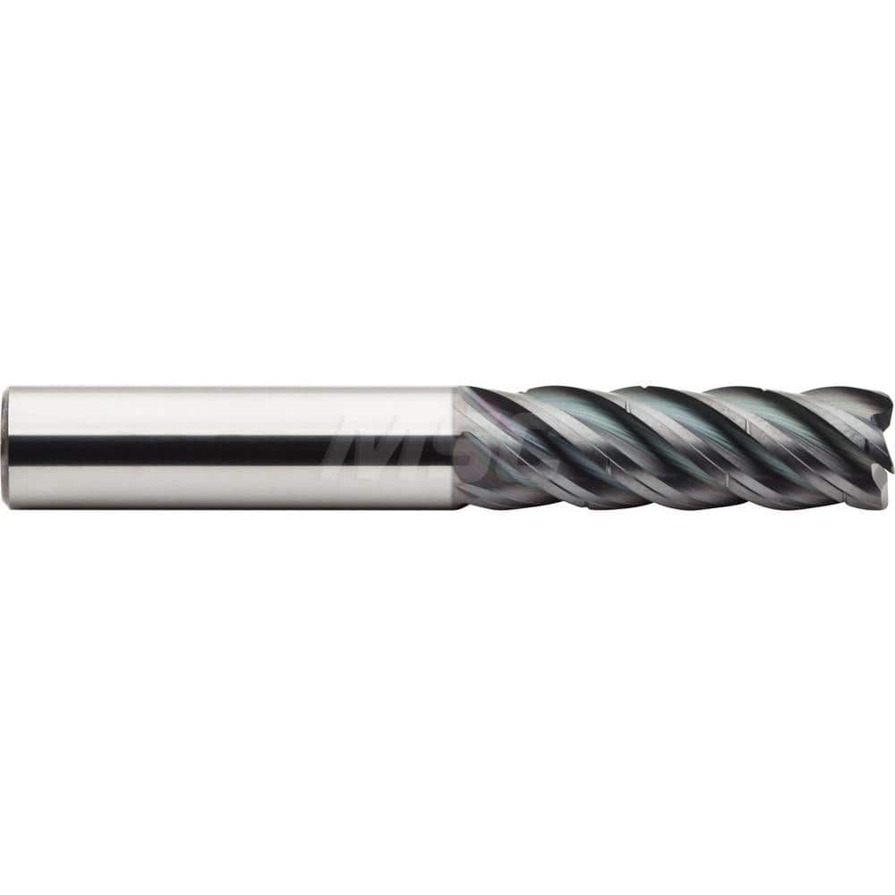 Corner Radius End Mill: 3/4″ Dia, 2-1/2″ LOC, 0.03″ Radius, 5 Flutes, Solid Carbide 5″ OAL, 3/4″ Shank Dia, 40 ° Helix, Altima Q Coated, Corner Radius End