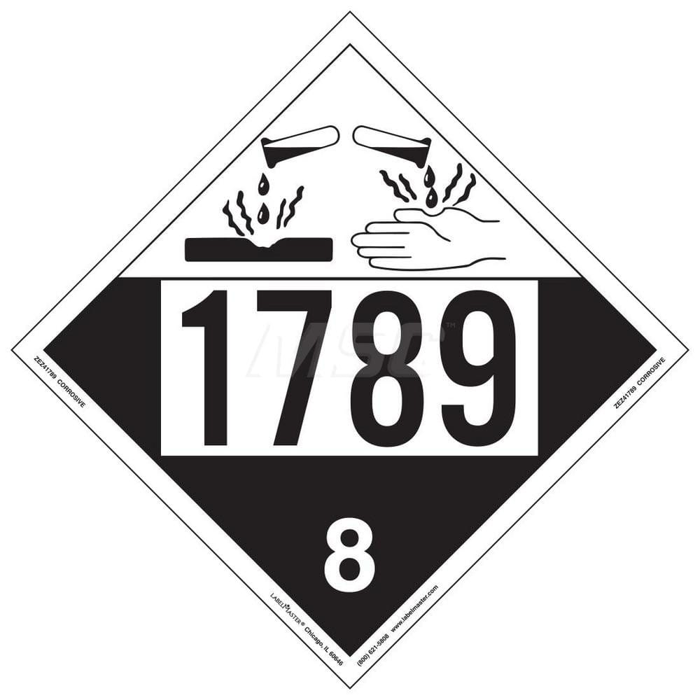 DOT Placards & Holders; Type: Placard; Legend: Corrosive; Legend: Corrosive; Material: Vinyl; Message or Graphic: Corrosive; Legend Color: Black; Material: Vinyl; Compliance Specifications: DOT 49 CFR 172.519; Placard Coating: UV; Language: English; Langu