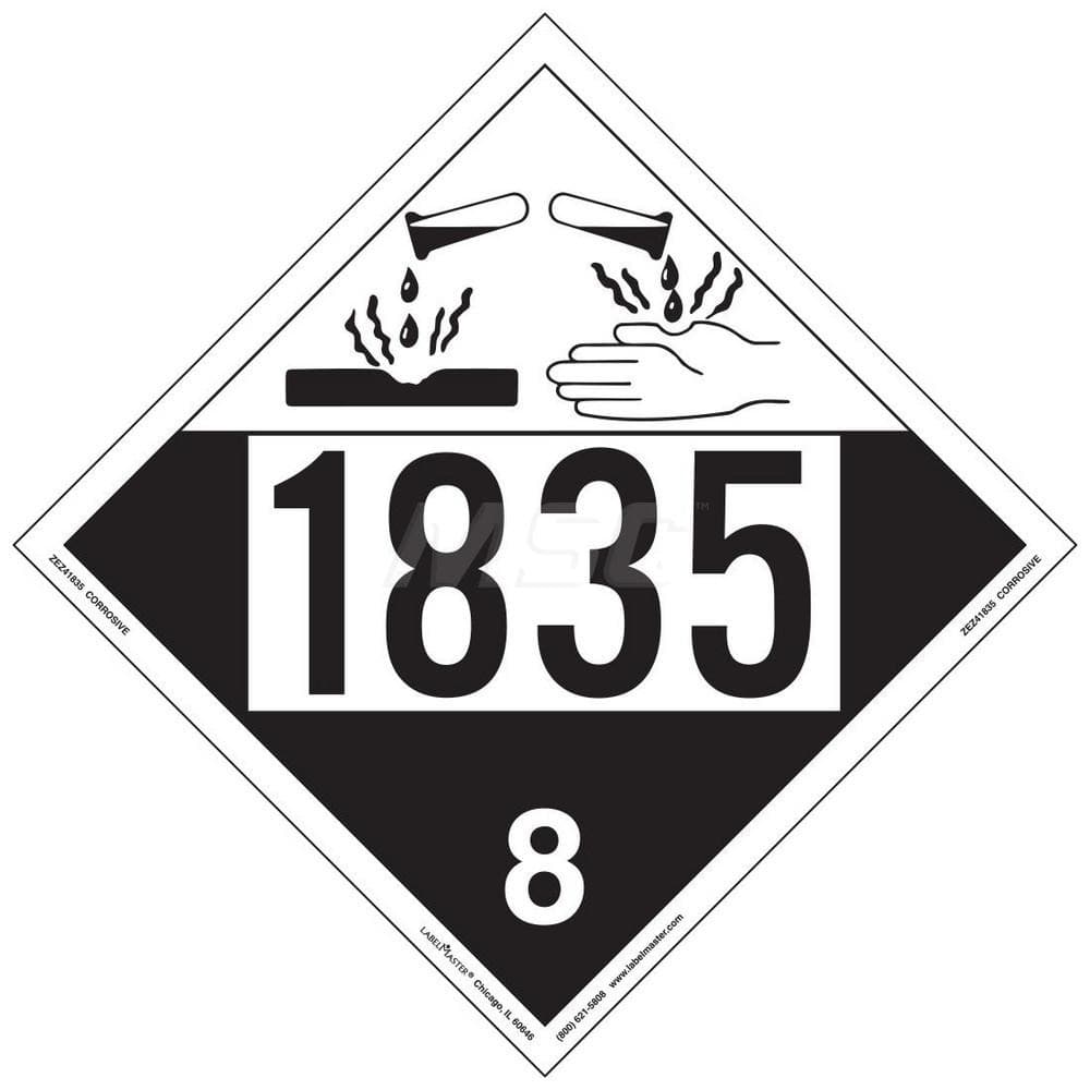 DOT Placards & Holders; Type: Placard; Legend: Corrosive; Legend: Corrosive; Material: Vinyl; Message or Graphic: Corrosive; Legend Color: Black; Material: Vinyl; Compliance Specifications: DOT 49 CFR 172.519; Placard Coating: UV; Language: English; Langu