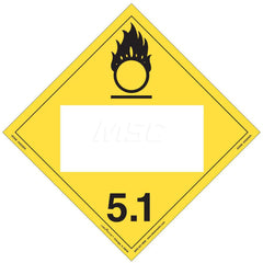 DOT Placards & Holders; Type: Placard; Legend: Oxidizer; Legend: Oxidizer; Material: Vinyl; Message or Graphic: Oxidizer; Legend Color: Yellow; Material: Vinyl; Compliance Specifications: DOT 49 CFR 172.519; Placard Coating: UV; Language: English; Languag