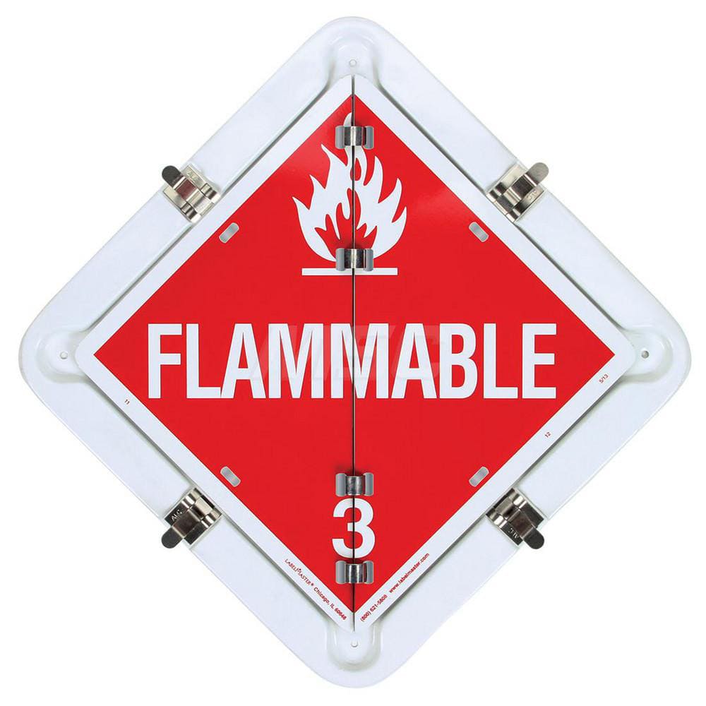 DOT Flip Placards; Placard Type: Standard; Number of Legends: 8; Legend: Corrosive; Non-Flammable Gas; Poison; Flammable Gas; Flammable; Oxidizer; Radioactive; Dangerous; Message/Graphic: Message & Graphic; Legend Color: Red; White; Yellow; Black; Green;