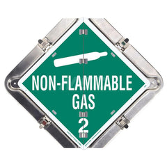 DOT Flip Placards; Placard Type: Standard; Number of Legends: 8; Legend: Corrosive; Non-Flammable Gas; Poison; Flammable Gas; Flammable; Oxidizer; Radioactive; Dangerous; Message/Graphic: Message & Graphic; Legend Color: Red; White; Yellow; Black; Green;