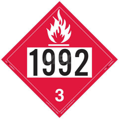 DOT Placards & Holders; Type: Placard; Legend: Flammable Liquid; Legend: Flammable Liquid; Material: Vinyl; Message or Graphic: Flammable Liquid; Legend Color: Red; Material: Vinyl; Compliance Specifications: DOT 49 CFR 172.519; Placard Coating: UV; Langu