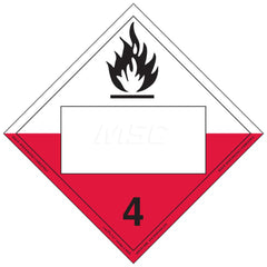 DOT Placards & Holders; Type: Placard; Legend: Spontaneously Combustible; Legend: Spontaneously Combustible; Material: Vinyl; Message or Graphic: Spontaneously Combustible; Legend Color: Red; Material: Vinyl; Compliance Specifications: DOT 49 CFR 172.519;