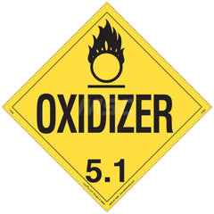 DOT Placards & Holders; Type: Placard; Legend: Oxidizer; Legend: Oxidizer; Material: Vinyl; Message or Graphic: Oxidizer; Legend Color: Yellow; Material: Vinyl; Compliance Specifications: DOT 49 CFR 172.519; Placard Coating: UV; Language: English; Languag