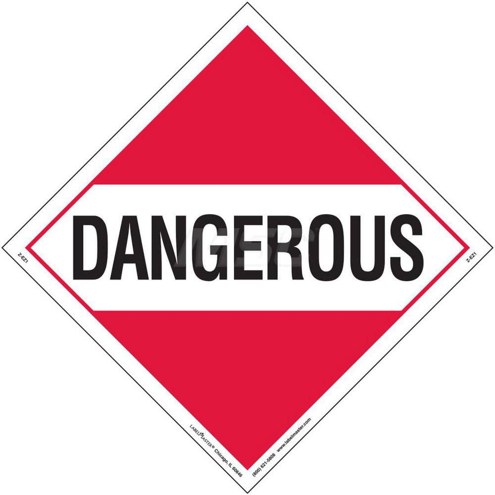 DOT Placards & Holders; Type: Placard; Legend: Dangerous; Legend: Dangerous; Material: Vinyl; Message or Graphic: Dangerous; Legend Color: Red; Material: Vinyl; Compliance Specifications: DOT 49 CFR 172.519; Placard Coating: UV; Language: English; Languag