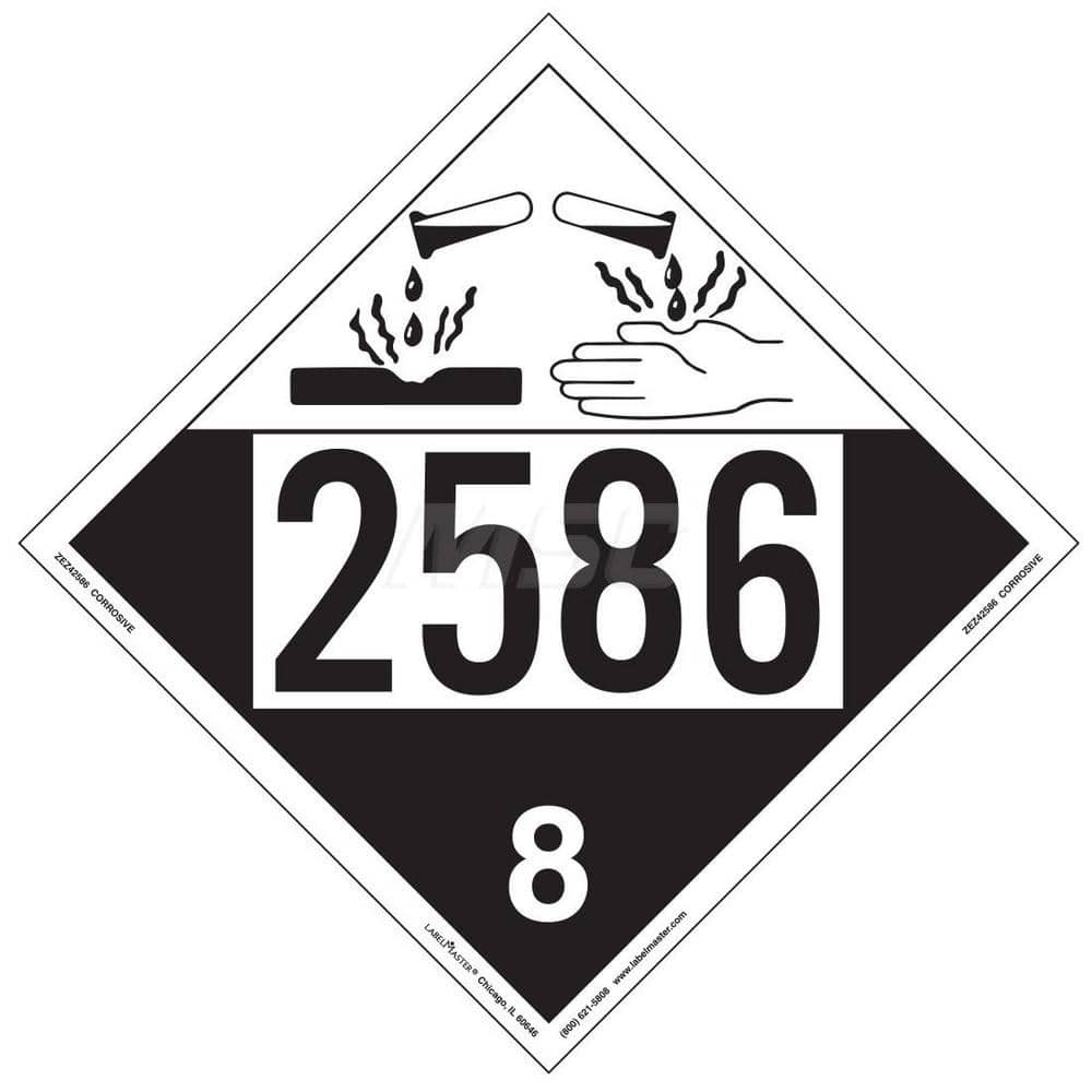 DOT Placards & Holders; Type: Placard; Legend: Corrosive; Legend: Corrosive; Material: Vinyl; Message or Graphic: Corrosive; Legend Color: Black; Material: Vinyl; Compliance Specifications: DOT 49 CFR 172.519; Placard Coating: UV; Language: English; Langu