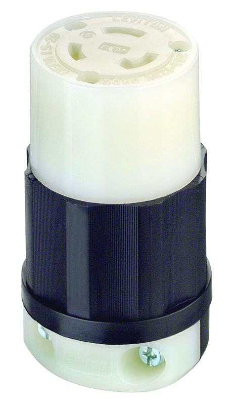 20 Amp; 125 Volt; NEMA L5-20R; 2P; 3W; Locking Connector; Industrial Grade; Grounding - Black-White - Benchmark Tooling