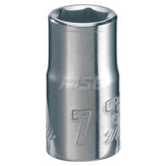 Hand Socket: 1/4″ Drive, 7 mm Socket, 6-Point Chrome-Plated & Polished