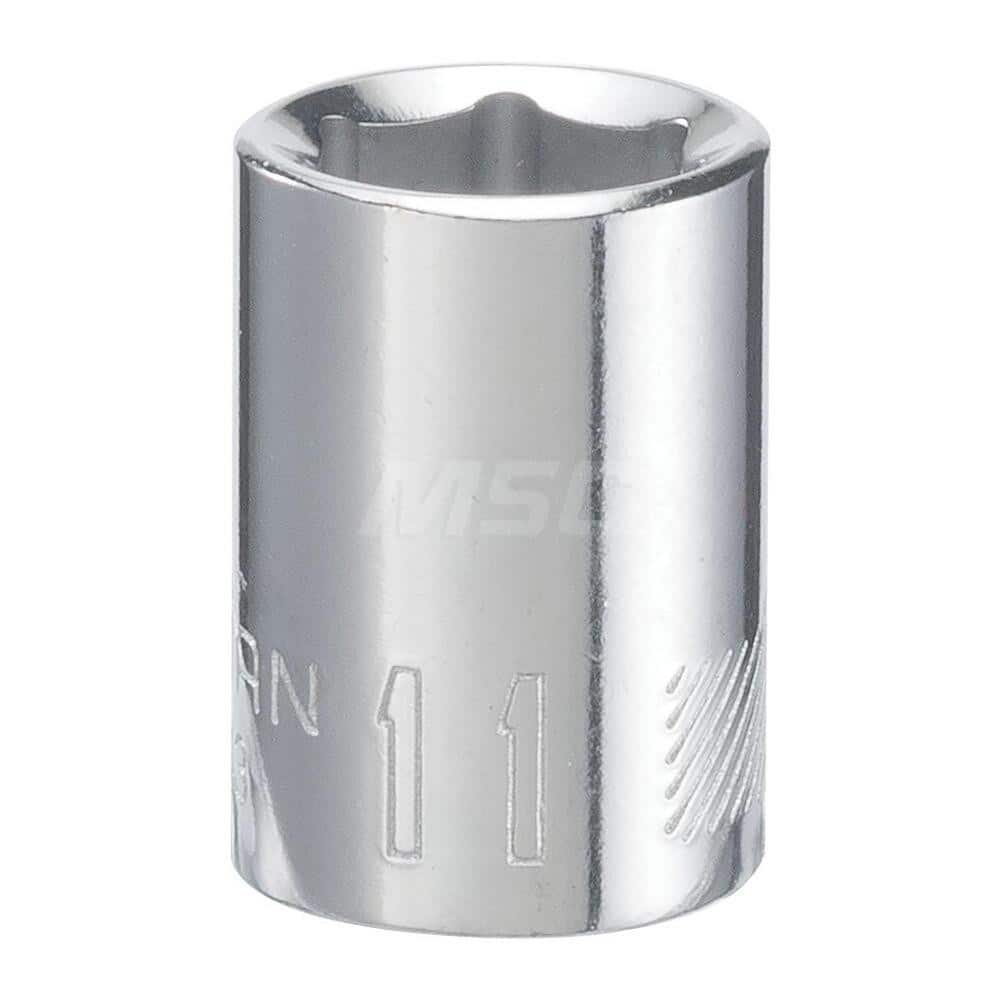 Hand Socket: 3/8″ Drive, 11 mm Socket, 6-Point Chrome-Plated & Polished