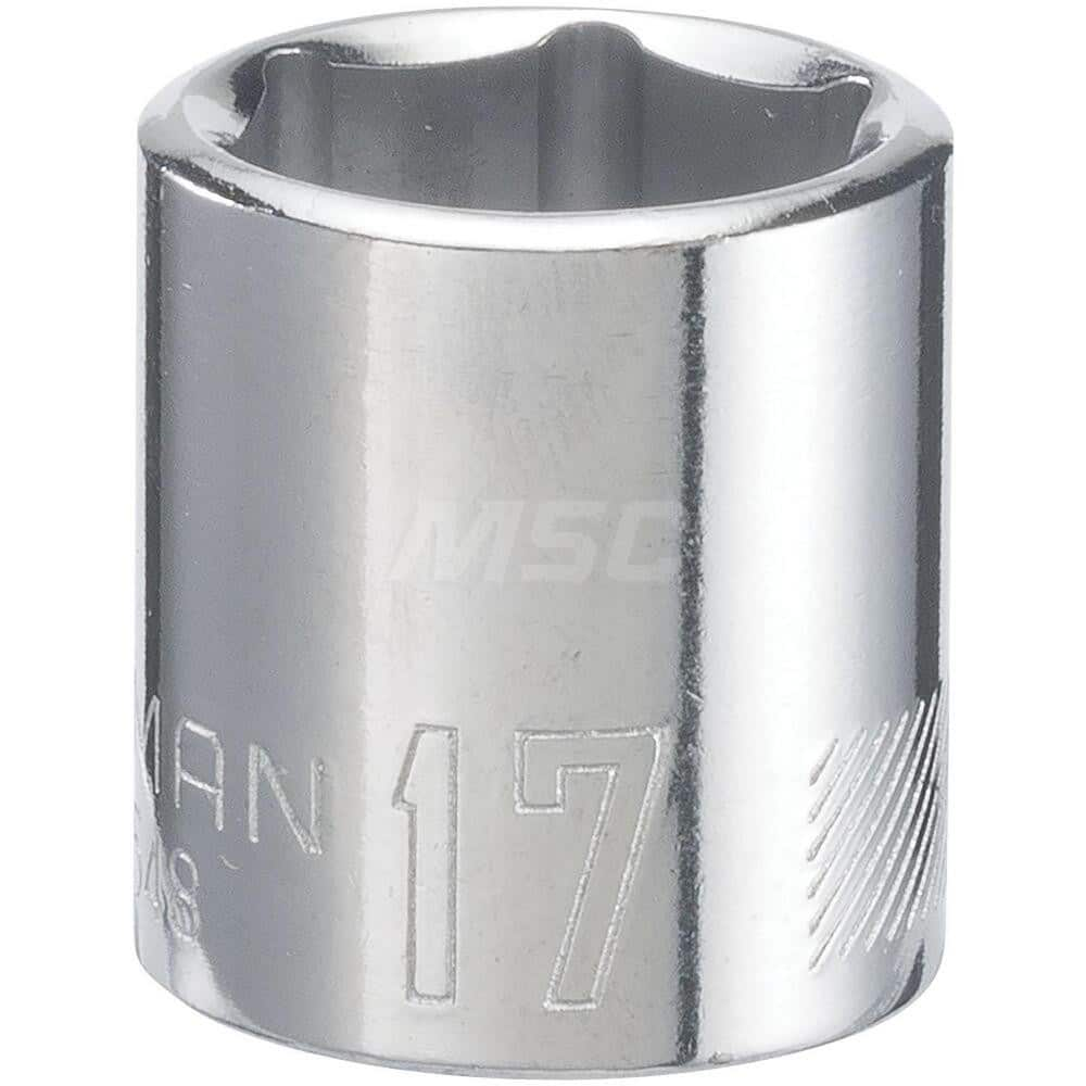 Hand Socket: 3/8″ Drive, 17 mm Socket, 6-Point Chrome-Plated & Polished