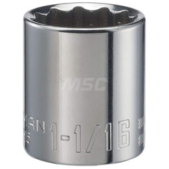 Hand Socket: 1/2″ Drive, 1-1/16″ Socket, 12-Point Chrome-Plated & Polished