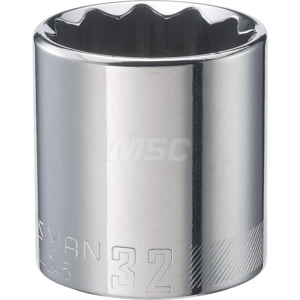 Hand Socket: 1/2″ Drive, 32 mm Socket, 12-Point Chrome-Plated & Polished