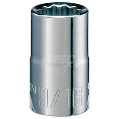 Hand Socket: 1/2″ Drive, 9/16″ Socket, 12-Point Chrome-Plated & Polished