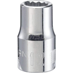 Hand Socket: 1/2″ Drive, 12 mm Socket, 12-Point Chrome-Plated & Polished