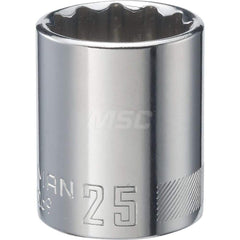 Hand Socket: 1/2″ Drive, 25 mm Socket, 12-Point Chrome-Plated & Polished