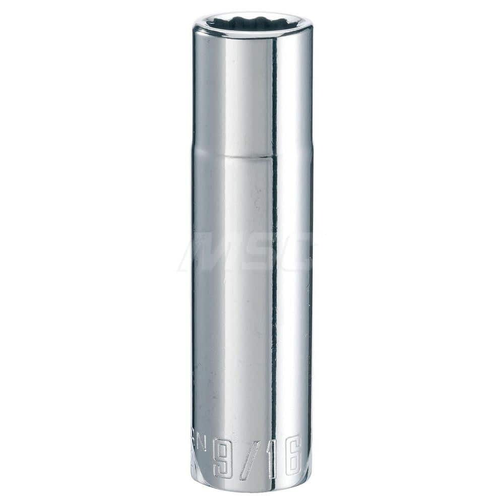 Hand Socket: 1/2″ Drive, 9/16″ Socket, 12-Point Chrome-Plated & Polished