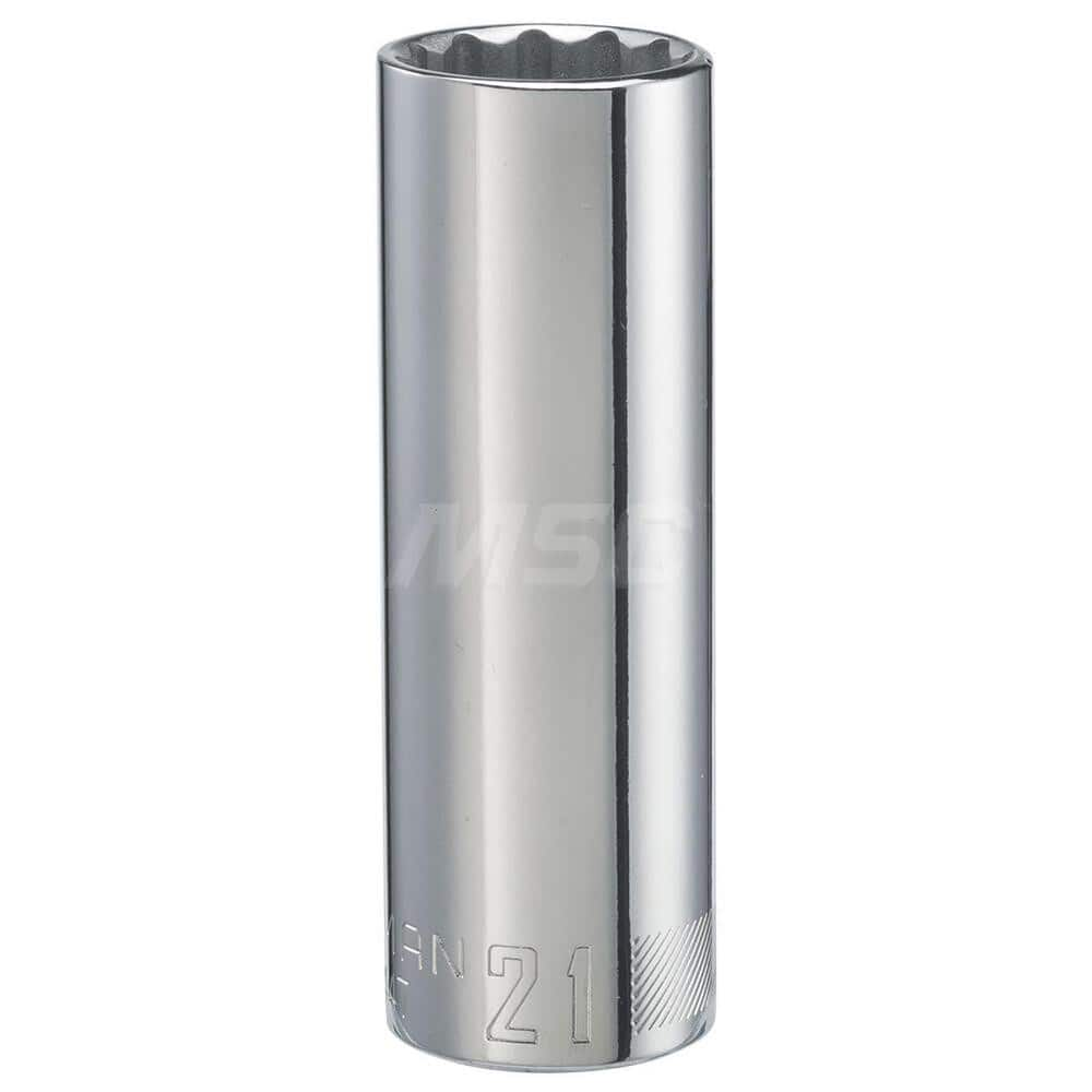 Hand Socket: 1/2″ Drive, 21 mm Socket, 12-Point Chrome-Plated & Polished