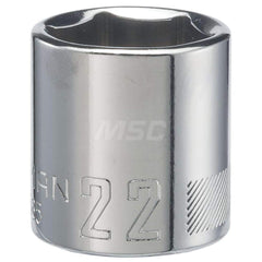 Hand Socket: 3/8″ Drive, 22 mm Socket, 6-Point Chrome-Plated & Polished