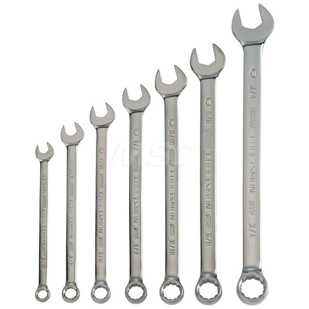 Wrench Set: 7 Pc, Inch Chrome-Plated