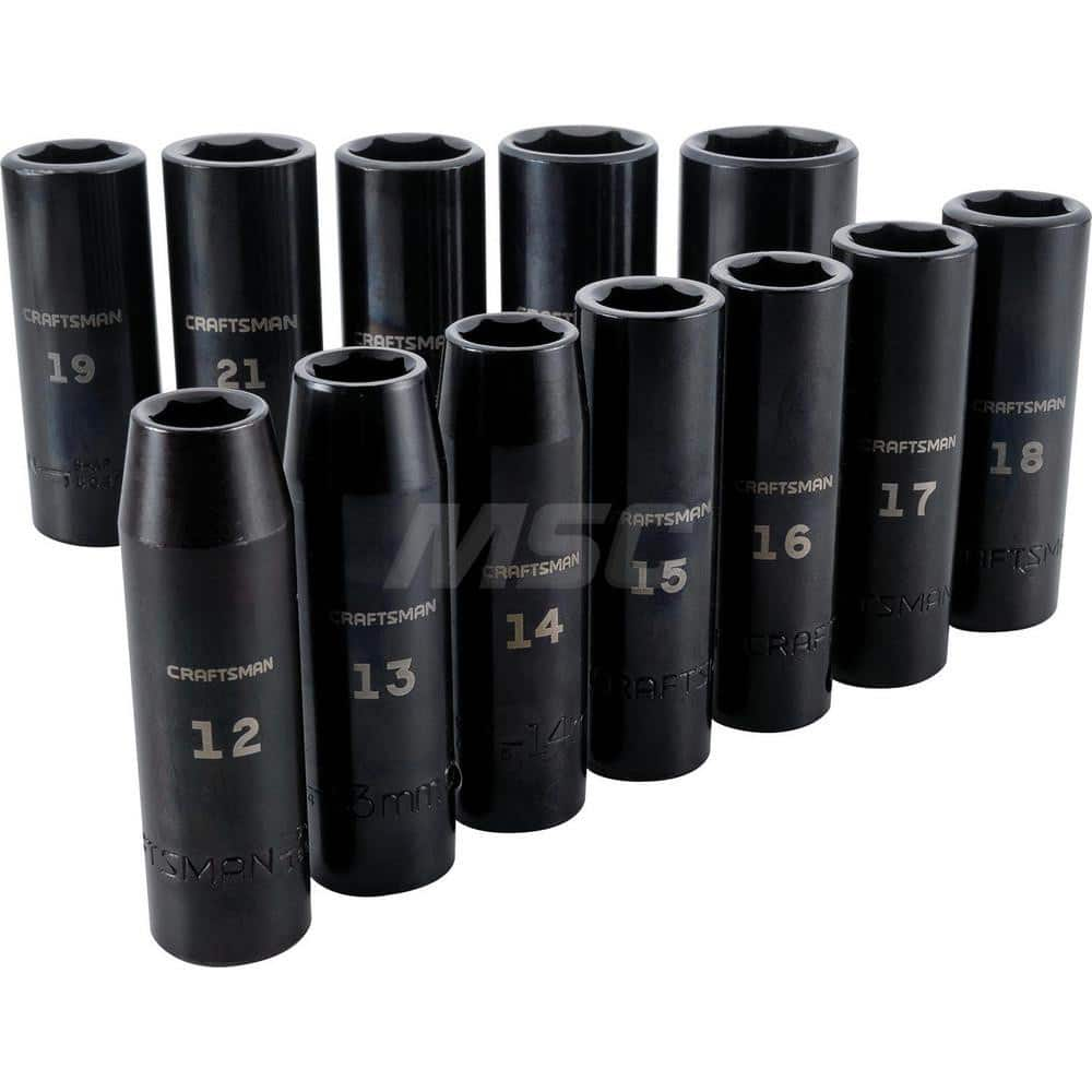 Socket Set: 1/2″ Drive 6 12 Point, Black Oxide Finish