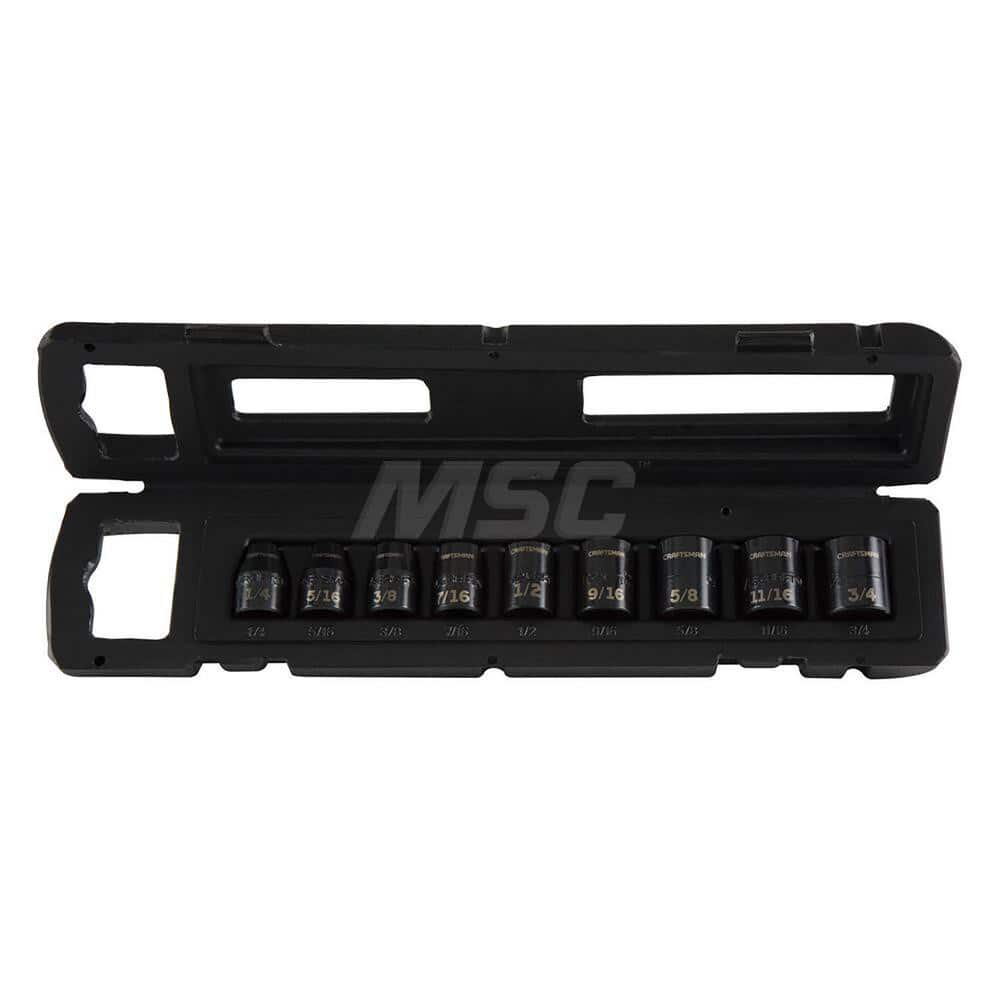 Socket Set: 3/8″ Drive 3/4″ Socket, 6 12 Point, Black Oxide Finish