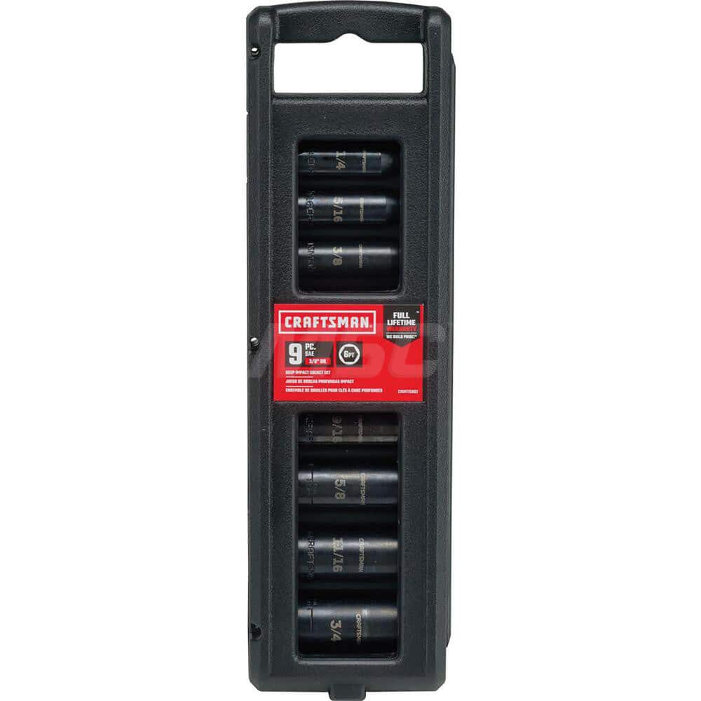 Socket Set: 3/8″ Drive 3/4″ Socket, 6 12 Point, Black Oxide Finish