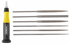 5-1/2" Swiss Pattern Needle File Set with Natural Finish; Number of Pieces: 6 - Benchmark Tooling