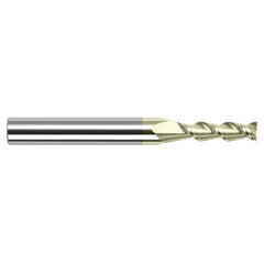 High Helix End Mills for Aluminum Alloys - 0.0780″ (5/64″) Cutter Diameter × 0.2340″ (15/64″) Length of Cut Carbide 45° Helix Square End Mill, 2 Flutes, ZrN Coated - Exact Industrial Supply
