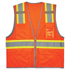 8246Z 2/3 XL Orange 2-Tone Mesh Vest Type R Class 2 W/ Reflective - Benchmark Tooling