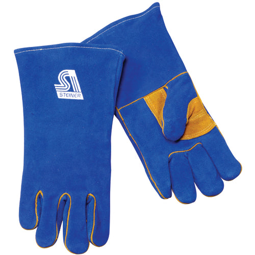 14″ Side Split Cow Hide Welding Gloves - Foam Lined Back - Brown - Benchmark Tooling