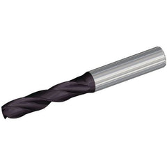 10.2 mm Dia. × 12 mm Shank × 55 mm Flute Length × 102 mm OAL, 140°, TiAlN, Coolant Thru, Round Solid Carbide Drill