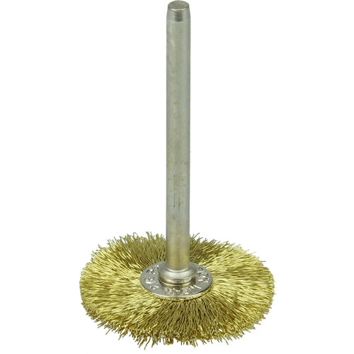 1″ Miniature Wire Wheel, .005″ Brass Fill, 1/8″ Stem - Benchmark Tooling