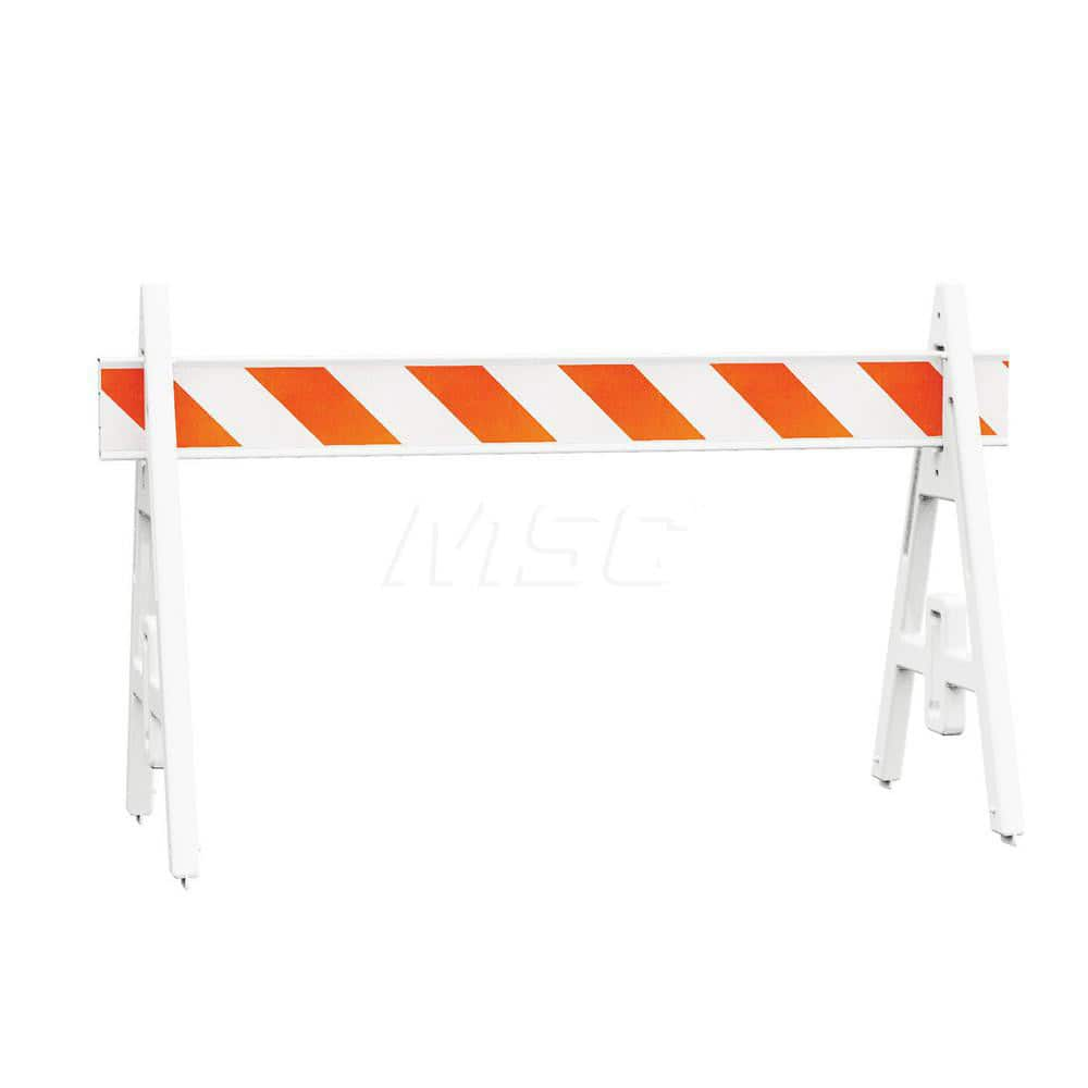 Traffic Barricades; Type: A-Frame; Barricade Height (Inch): 42; Material: Plastic; Barricade Width (Inch): 28; Reflective: Yes; Compliance: None; Color: White; Weight (Lb.): 5.0000; Top Panel Height (Inch): 8; Top Panel Width (Inch): 72; Additional Inform