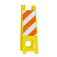 Barrier Parts & Accessories; Type: Sign Stand; Color: Yellow; Height (Decimal Inch): 45.000000; Base Material: Polyethylene; Length (Inch): 3; Width (Inch): 13; Finish/Coating: Yellow; For Use With: Indoor & Outdoor; Material: Plastic; Tape Color: Orange/