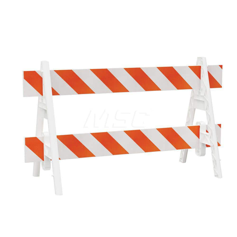 Traffic Barricades; Type: A-Frame; Barricade Height (Inch): 40; Material: Plastic; Barricade Width (Inch): 29; Reflective: Yes; Compliance: None; Color: White; Weight (Lb.): 6.0000; Top Panel Height (Inch): 8; Top Panel Width (Inch): 72; Bottom Panel Heig