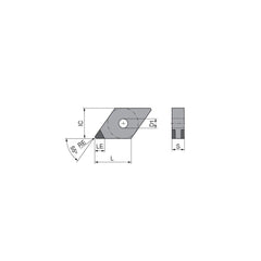 Turning Insert:  DNGA442SN014GK3,  Polycrystalline Cubic Boron Nitride TiN Finish,  Neutral,  1/2″ Inscribed Circle,  0.0315″ Corner Radius,  55.0 &deg N/A Diamond,  Series  DNGA