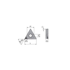 Turning Insert:  TCGW18155TN012DA4,  Polycrystalline Cubic Boron Nitride Uncoated Finish,  Neutral,  0.0079″ Corner Radius,  60.0 &deg N/A Triangle,  Series  TCGW