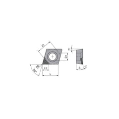 Turning Insert:  CCGT2155FNA3Q CTDPS30,  Polycrystalline Diamond Uncoated Finish,  Neutral,  1/4″ Inscribed Circle,  0.0079″ Corner Radius,  80.0 &deg N/A Diamond,  Series  CCGT