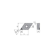 Turning Insert:  DCGW21.51FN_A3 CTDPD20,  Polycrystalline Diamond Uncoated Finish,  Neutral,  1/4″ Inscribed Circle,  0.0157″ Corner Radius,  55.0 &deg N/A Diamond,  Series  DCGW