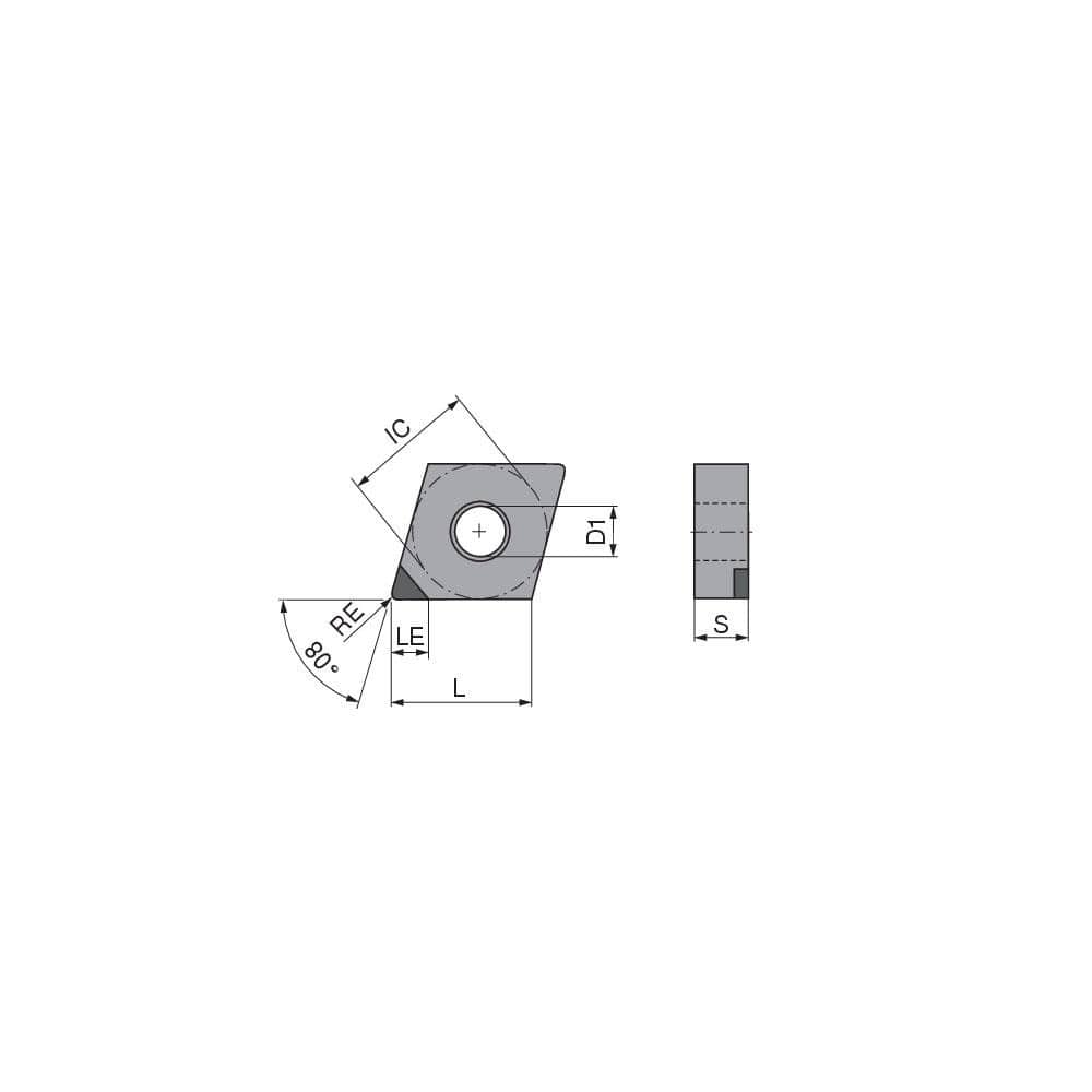 Turning Insert:  CNGA430.5FN_A3 CTBH20U,  Polycrystalline Cubic Boron Nitride TiCN Finish,  Neutral,  1/2″ Inscribed Circle,  0.0079″ Corner Radius,  80.0 &deg N/A Diamond,  Series  CNGA