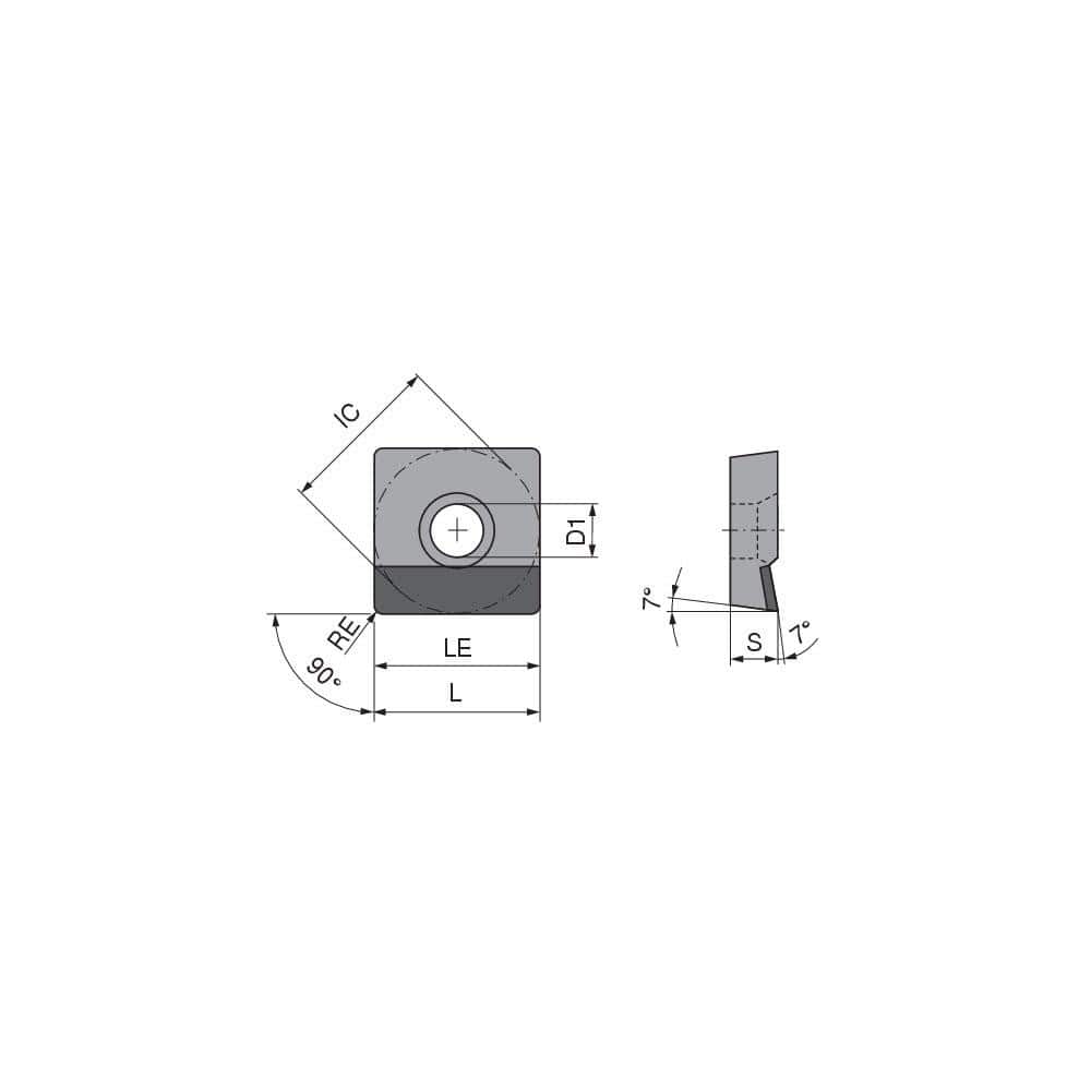 Turning Insert:  SCGT32.52FN_A4 CTDPS30,  Polycrystalline Diamond Uncoated Finish,  Neutral,  0.0315″ Corner Radius,  90.0 &deg N/A Square,  Series  SCGT