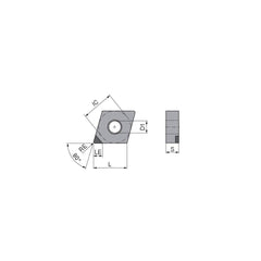 Turning Insert:  CNGA433TN012DA3,  Polycrystalline Cubic Boron Nitride Uncoated Finish,  Neutral,  1/2″ Inscribed Circle,  0.0472″ Corner Radius,  80.0 &deg N/A Diamond,  Series  CNGA