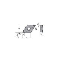 Turning Insert:  DCGW3251SN014CB4,  Polycrystalline Cubic Boron Nitride Uncoated Finish,  Neutral,  0.0157″ Corner Radius,  55.0 &deg N/A Diamond,  Series  DCGW