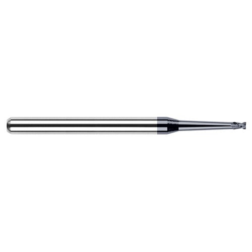 ‎Miniature End Mills - Clearance Cutters - 0.0310″ (1/32″) Cutter Diameter × 0.0470″ (3/64″) Length of Cut × 2° 1.5000″ (1-1/2″) Taper Reach Carbide Square End Mill, 2 Flutes, AlTiN Nano Coated - Exact Industrial Supply